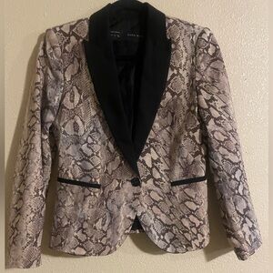 Zara Snakeskin Print Blazer with Black Accents